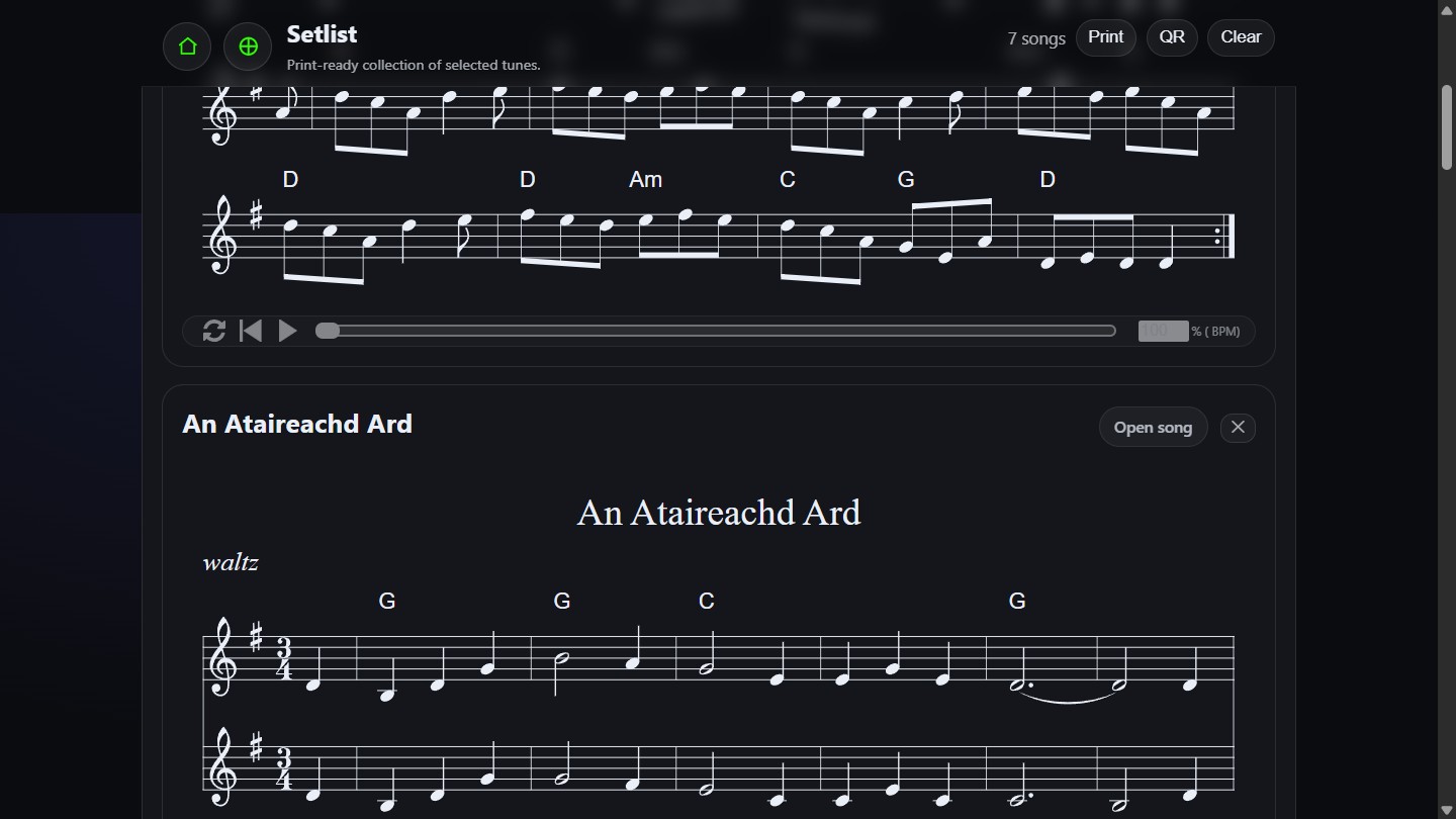 Creating a setlist from a harmonic cluster in Song Galaxy